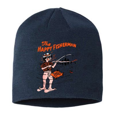 The Happy Fisherman Happiest Fish Funny BJ Sustainable Beanie