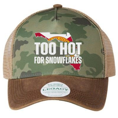 Too Hot For Snowflakes Florida Flag Map State Funny Saying Legacy Tie Dye Trucker Hat