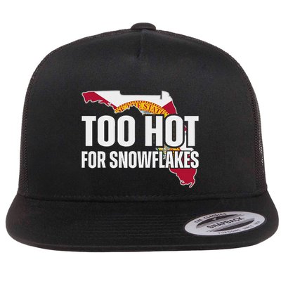 Too Hot For Snowflakes Florida Flag Map State Funny Saying Flatbill Hat