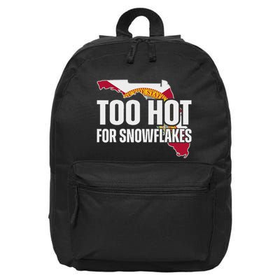 Too Hot For Snowflakes Florida Flag Map State Funny Saying 16 in Basic Backpack