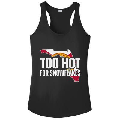 Too Hot For Snowflakes Florida Flag Map State Funny Saying Ladies PosiCharge Competitor Racerback Tank