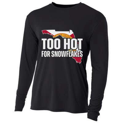 Too Hot For Snowflakes Florida Flag Map State Funny Saying Cooling Performance Long Sleeve Crew