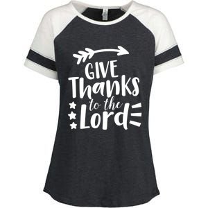 Thanksgiving Holiday Funny Gift Give Thanks To The Lord Gift Enza Ladies Jersey Colorblock Tee