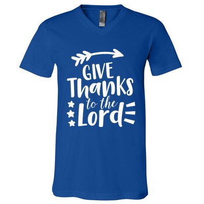 Thanksgiving Holiday Funny Gift Give Thanks To The Lord Gift V-Neck T-Shirt