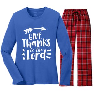 Thanksgiving Holiday Funny Gift Give Thanks To The Lord Gift Women's Long Sleeve Flannel Pajama Set 