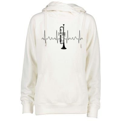 Trumpeter Heartbeat Gift Musical Instrument Trumpet Womens Funnel Neck Pullover Hood