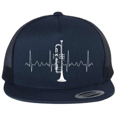 Trumpeter Heartbeat Gift Musical Instrument Trumpet Flat Bill Trucker Hat