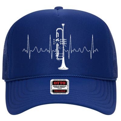 Trumpeter Heartbeat Gift Musical Instrument Trumpet High Crown Mesh Back Trucker Hat