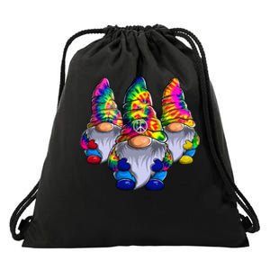 Three Hippie Gnomes Peace Gnome Funny Retro Tie Diy Design Drawstring Bag