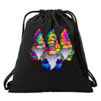 Three Hippie Gnomes Peace Gnome Funny Retro Tie Diy Design Drawstring Bag