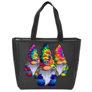 Three Hippie Gnomes Peace Gnome Funny Retro Tie Diy Design Zip Tote Bag