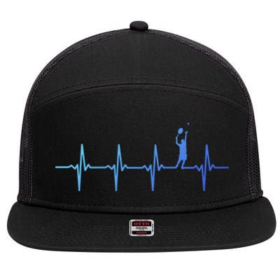 Tennis Heartbeat Gift For Tennis Players Gift 7 Panel Mesh Trucker Snapback Hat