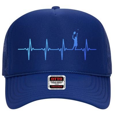 Tennis Heartbeat Gift For Tennis Players Gift High Crown Mesh Back Trucker Hat