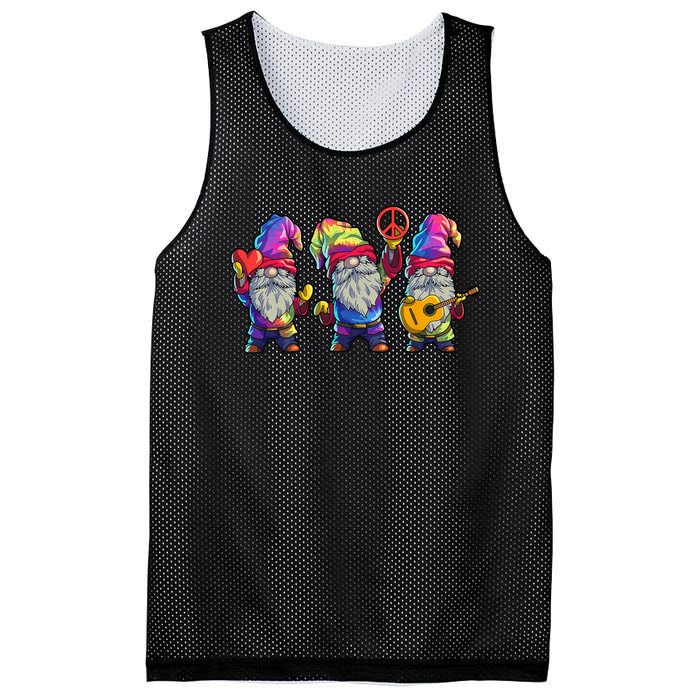 Three Hippie Gnomes Tie Dye Retro Hat Peace Gnome Mesh Reversible Basketball Jersey Tank