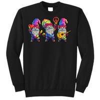 Three Hippie Gnomes Tie Dye Retro Hat Peace Gnome Tall Sweatshirt