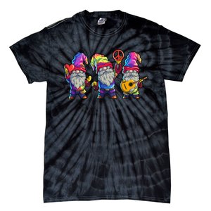 Three Hippie Gnomes Tie Dye Retro Hat Peace Gnome Tie-Dye T-Shirt