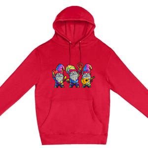 Three Hippie Gnomes Tie Dye Retro Hat Peace Gnome Premium Pullover Hoodie