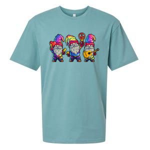 Three Hippie Gnomes Tie Dye Retro Hat Peace Gnome Sueded Cloud Jersey T-Shirt