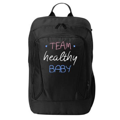 Team Healthy Gender Reveal Pregnancy Mom Dad Funny Gift City Backpack