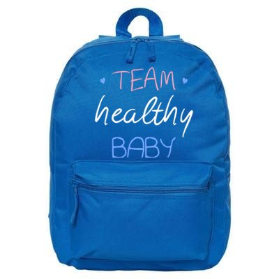 Team Healthy Gender Reveal Pregnancy Mom Dad Funny Gift 16 in Basic Backpack