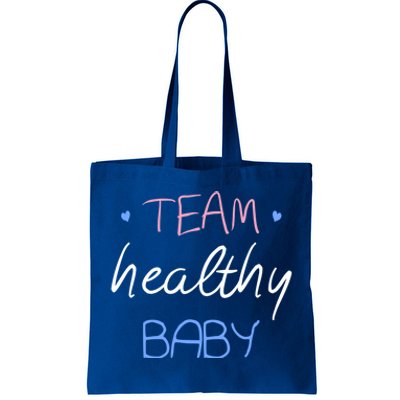 Team Healthy Gender Reveal Pregnancy Mom Dad Funny Gift Tote Bag