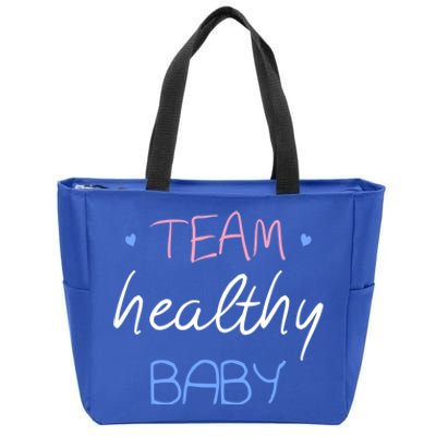 Team Healthy Gender Reveal Pregnancy Mom Dad Funny Gift Zip Tote Bag