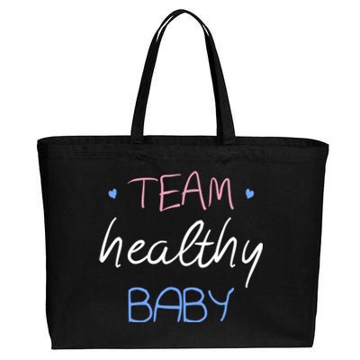 Team Healthy Gender Reveal Pregnancy Mom Dad Funny Gift Cotton Canvas Jumbo Tote