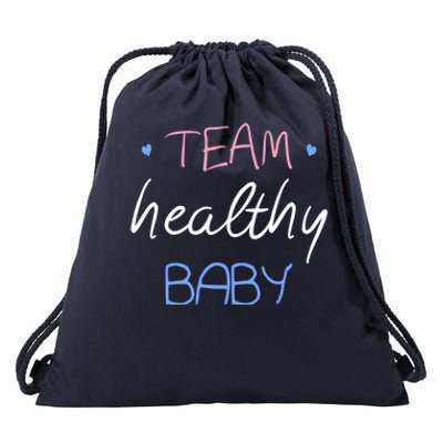 Team Healthy Gender Reveal Pregnancy Mom Dad Funny Gift Drawstring Bag