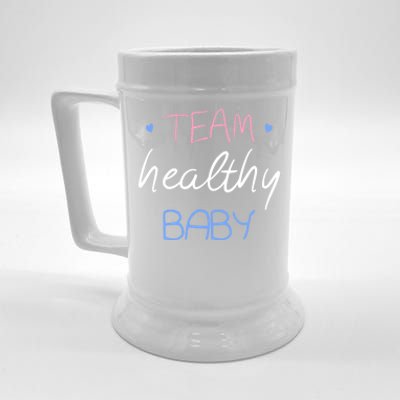 Team Healthy Gender Reveal Pregnancy Mom Dad Funny Gift Beer Stein