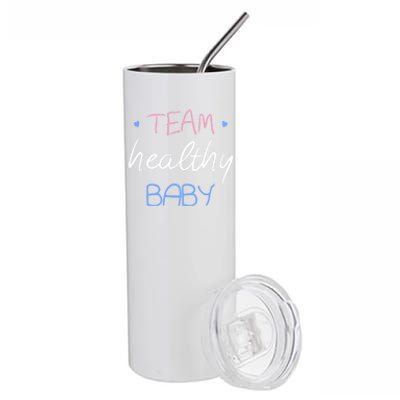 Team Healthy Gender Reveal Pregnancy Mom Dad Funny Gift Stainless Steel Tumbler