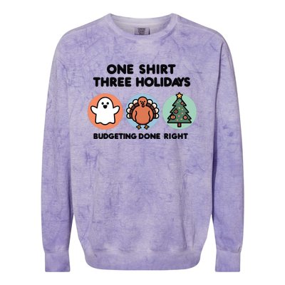 Triple Holiday Ghost Turkey & Tree Budgetfriendly Colorblast Crewneck Sweatshirt