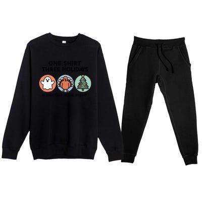 Triple Holiday Ghost Turkey & Tree Budgetfriendly Premium Crewneck Sweatsuit Set