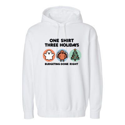 Triple Holiday Ghost Turkey & Tree Budgetfriendly Garment-Dyed Fleece Hoodie