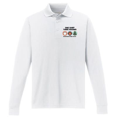 Triple Holiday Ghost Turkey & Tree Budgetfriendly Performance Long Sleeve Polo