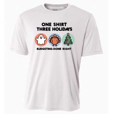 Triple Holiday Ghost Turkey & Tree Budgetfriendly Cooling Performance Crew T-Shirt