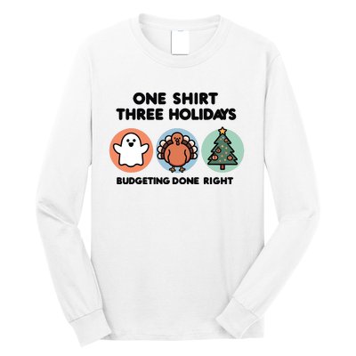 Triple Holiday Ghost Turkey & Tree Budgetfriendly Long Sleeve Shirt