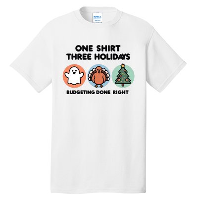 Triple Holiday Ghost Turkey & Tree Budgetfriendly Tall T-Shirt