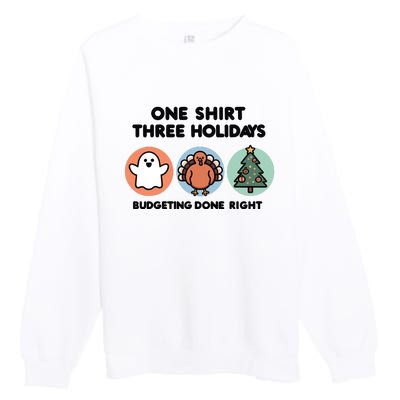 Triple Holiday Ghost Turkey & Tree Budgetfriendly Premium Crewneck Sweatshirt