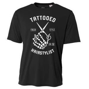 Tattooed Hairstylist Gift For Hairdresser Cooling Performance Crew T-Shirt