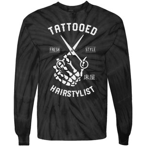 Tattooed Hairstylist Gift For Hairdresser Tie-Dye Long Sleeve Shirt