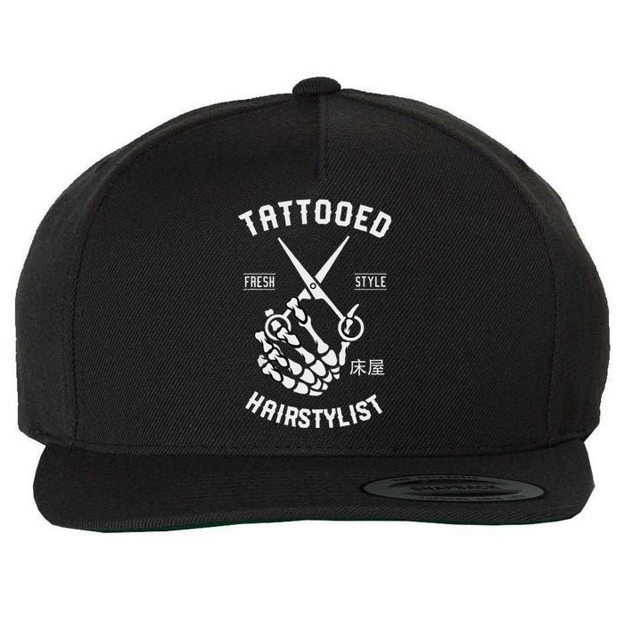 Tattooed Hairstylist Gift For Hairdresser Wool Snapback Cap