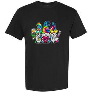 THREE HIPPIE GNOMES Groovy Peace Love Gnomies Garment-Dyed Heavyweight T-Shirt