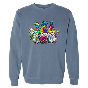 THREE HIPPIE GNOMES Groovy Peace Love Gnomies Garment-Dyed Sweatshirt