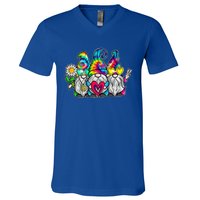 THREE HIPPIE GNOMES Groovy Peace Love Gnomies V-Neck T-Shirt