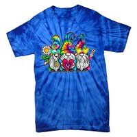 THREE HIPPIE GNOMES Groovy Peace Love Gnomies Tie-Dye T-Shirt