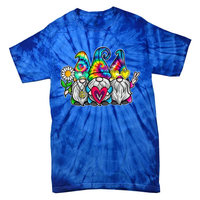 THREE HIPPIE GNOMES Groovy Peace Love Gnomies Tie-Dye T-Shirt