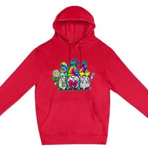 THREE HIPPIE GNOMES Groovy Peace Love Gnomies Premium Pullover Hoodie