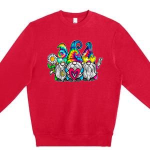 THREE HIPPIE GNOMES Groovy Peace Love Gnomies Premium Crewneck Sweatshirt