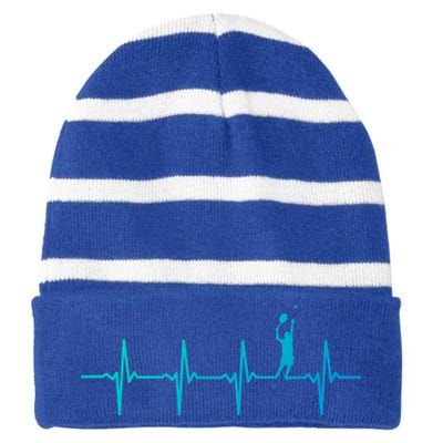 Tennis Heartbeat Gift For Tennis Players Gift Striped Beanie with Solid Band