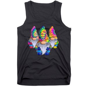 Three Hippie Gnomes Peace Gnome Funny Retro Tie Diy Design Tank Top